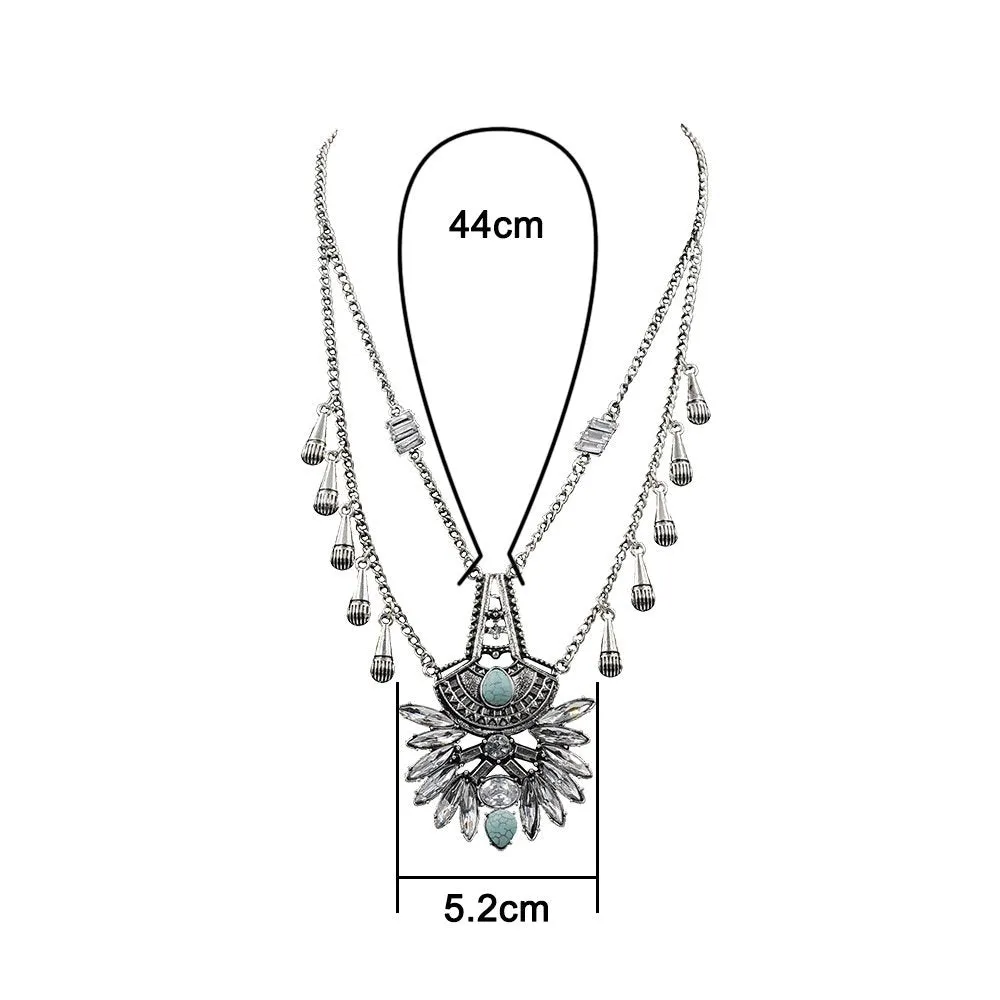 Wholesale Bohemian Alloy Rhinestone Flower Necklaces JDC-NE-Yunl012