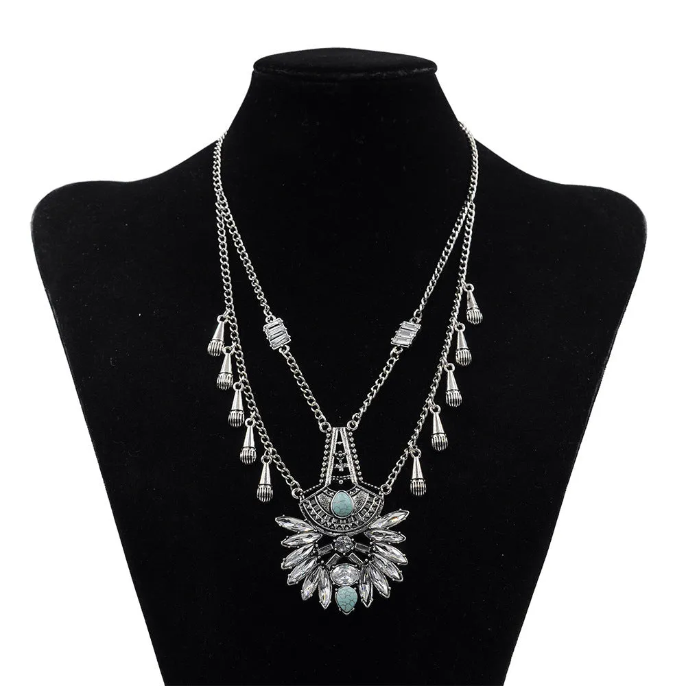 Wholesale Bohemian Alloy Rhinestone Flower Necklaces JDC-NE-Yunl012