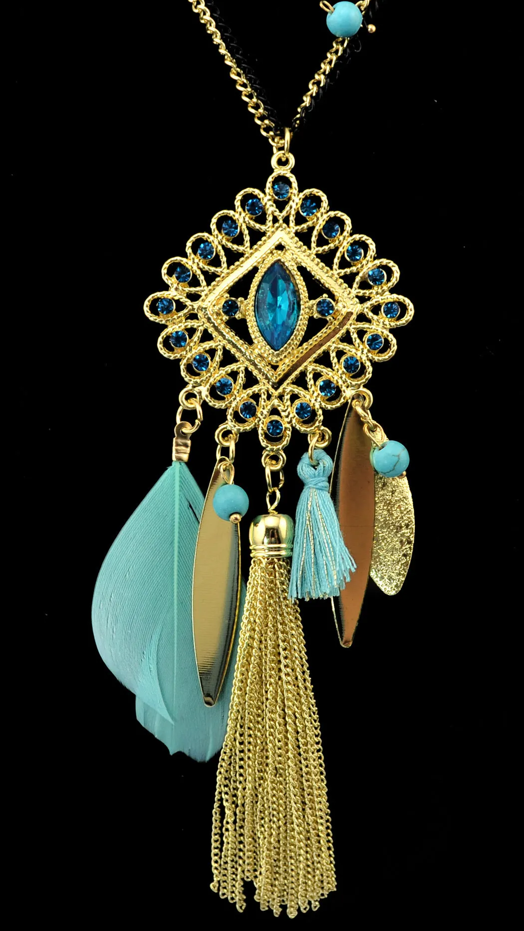 Wholesale Bohemian Gold Plated Tassel Alloy Necklace JDC-NE-Yunl020