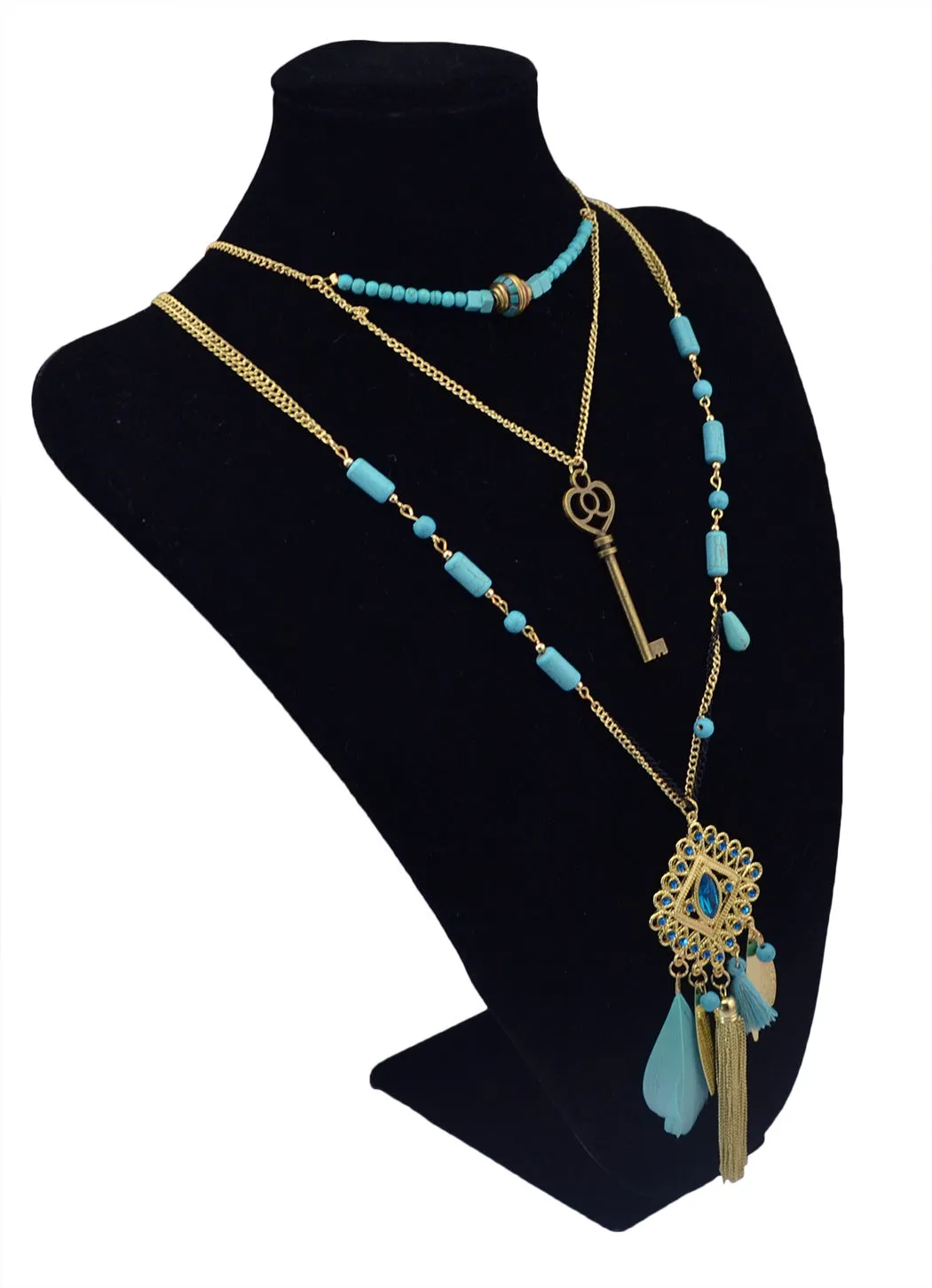 Wholesale Bohemian Gold Plated Tassel Alloy Necklace JDC-NE-Yunl020