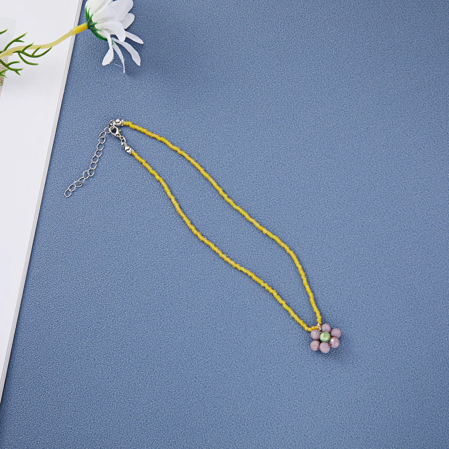 Wholesale Bohemian style rice Bead Flower Fashion Necklace JDC-NE-YinH005